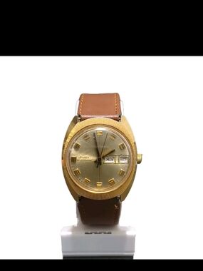 Timex Gold Dial Brown Leather Strap Men’s Watch